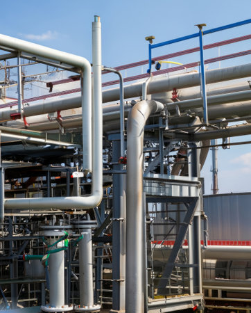 petrol and gas pipeline during the refinery process. High-quality photo