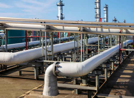 petrol and gas pipeline during the refinery process. High-quality photo