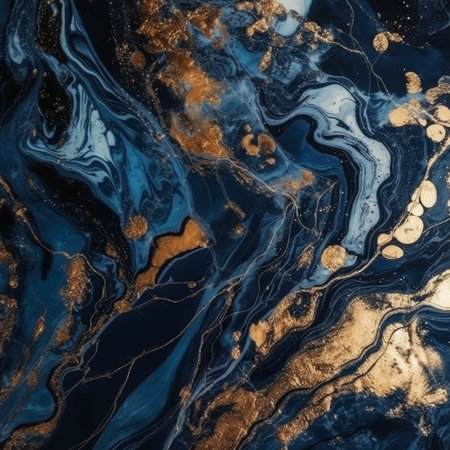 Marble abstract acrylic background. Marbling artwork texture. Agate ripple pattern. Gold powder.の素材