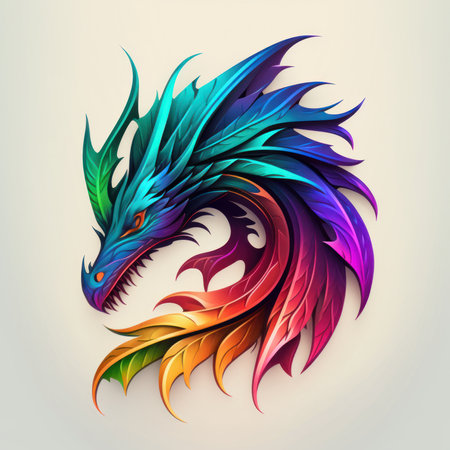 Colorful dragon on white background. Vector illustration. eps 10.の素材
