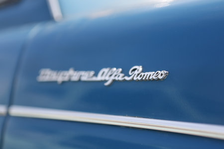 Bibbiano-Reggio Emilia Italy - 07 15 2015 : Free rally of vintage cars in the town square old Alfa...