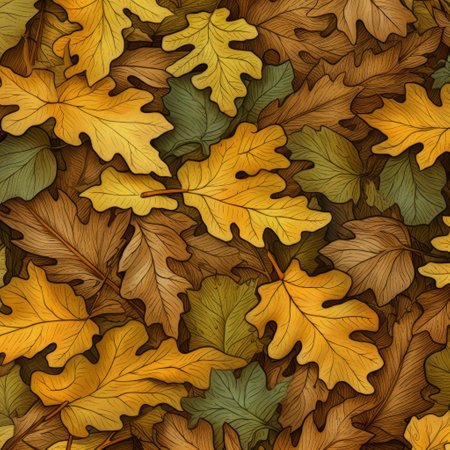 a oak leaf background illustrated, generated with AI. High-quality photoの素材