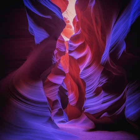 antelope canyon color red purple blue light,generated with AI. High-quality photoの素材