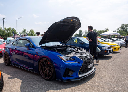 Modena, Italy : 2023 06 03 JCM Japan Car Meeting free car free japanese car rally Lexus Es Series....