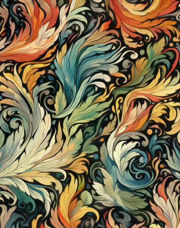 pattern with natural elements with motifs reminiscent background, generated with AI. High-quality photoの素材