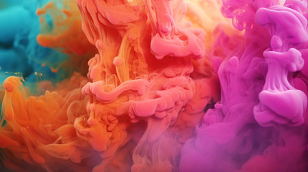 wallpaper of colored ink in water,generated with AI.. High quality photoの素材