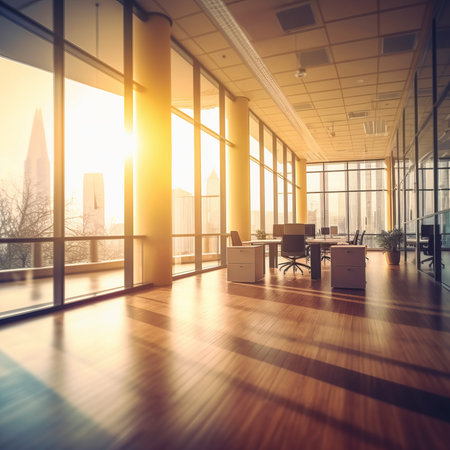 Beautiful blurred background of a light modern office,generated with AI. High-quality photoの素材