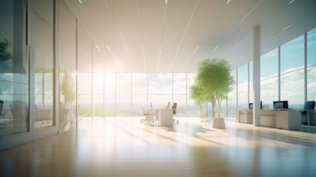 Beautiful blurred background of a light modern office,generated with AI. High-quality photoの素材