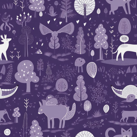 Minimalist Line Art Design For Children's Room with lilac purple color,generated with AI. High-quality photoの素材