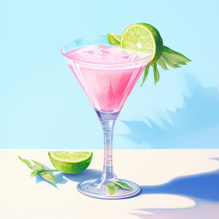 frozen iced daiquiri illustration in pastel color,generated with AI. High-quality photoの素材