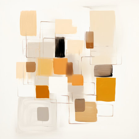 abstract painting with simple shapes and earthy colors, generated with AI. High-quality photoの素材