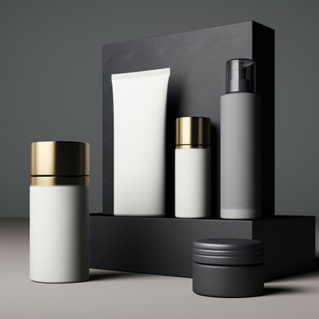 luxury Skincare Packaging with creams and perfumes, generated with AI. High-quality photoの素材