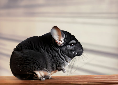 chinchilla on desk sweet face,generated with AI. High-quality photoの素材
