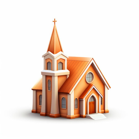 cathedral church tourist attraction web icon orange gradient white , generated by AI. High-quality photoの素材