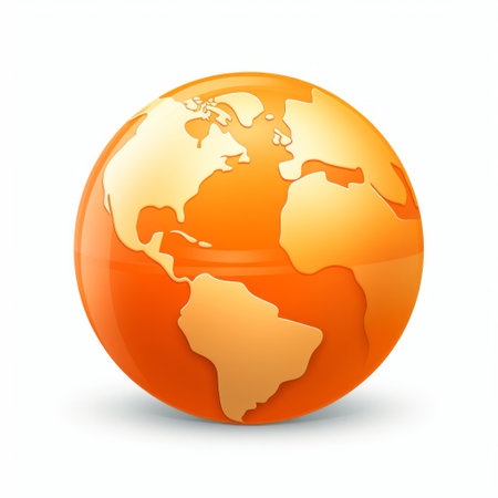 world earth web icon orange gradient white , generated by AI. High-quality photoの素材