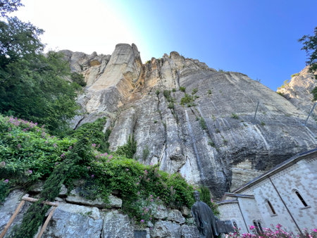 Bismantova Stone Reggio Emilia panorama from the base on a sunny day. High-quality photoの写真素材