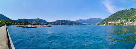panorama of lake Como in sunny day. High-quality photoの写真素材