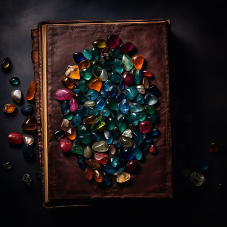 Colored glass collection with wooden box Generated by AI . High-quality photoの素材