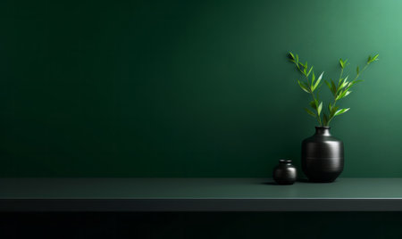 dark green wallpaper with blur and mockup plant , generated by AI. High quality photoの素材