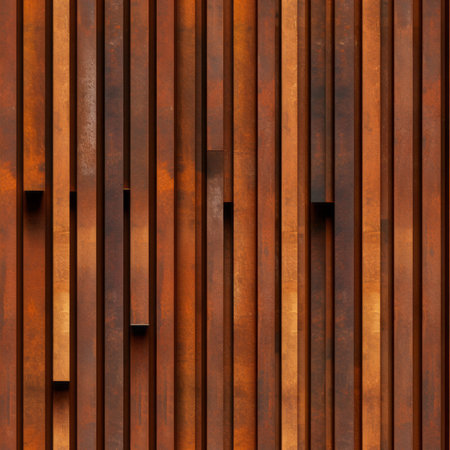 corten steel wall with reinforcement and beams texture, generated by AI. High-quality photoの素材