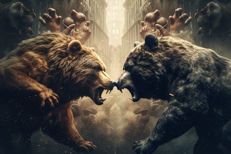 brown bear vs grizzly bear, generated by AI. High quality photoの素材