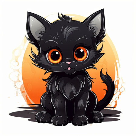 kitten cat illustration for children's fairy tale books, generated by AI. High quality photoの素材