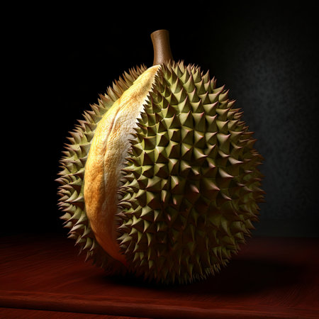 durian fruit on colored background, generated by AI. High quality photoの素材