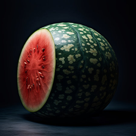 cut watermelon on plate ready to be served, generated with AI. High quality photoの素材