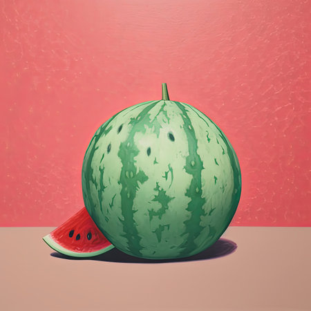 cut watermelon on plate ready to be served, generated with AI. High quality photoの素材