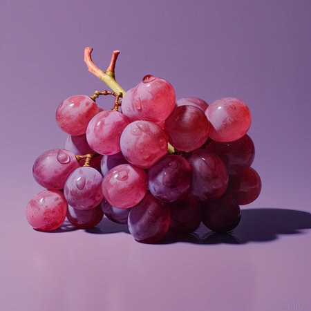 bunch of red grapes on a colored background, generated by AI. High quality photoの素材
