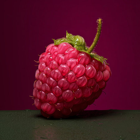 Raspberry on colored background, generated by AI. High quality photoの素材