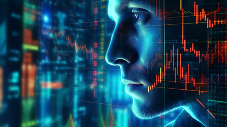 market Trading chart in graphic Digital visualization, generated by AI. High quality photoの素材