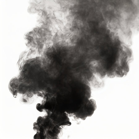 Black dark smoke isolated on white, generated by AI. High quality photoの素材