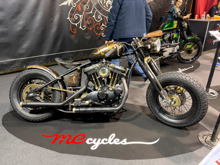 Verona, Italy - 2023 01 12 : MBE Verona Bike Expo Bike and Custom car exibituon - custom bike. High...