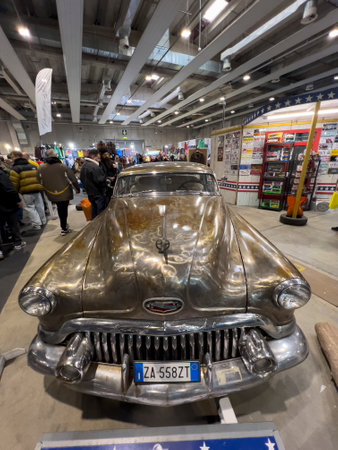 Verona, Italy - 2023 01 12 : MBE Verona Bike Expo Bike and Custom car exibituon - american custom muscle car. High quality photoのeditorial素材