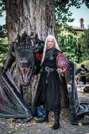 Grazzano Visconti, Piacenza - Italy : 2023 08 26 Cosplay in Grazzano, free cosplayer even Games of throne. High quality photoのeditorial素材