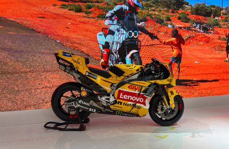 Milan, Italy : 2023 01 28 Eicma Milano Bike Expo Beta Enduro Ducati MotoGp Francesco Pecco Bagnaia....