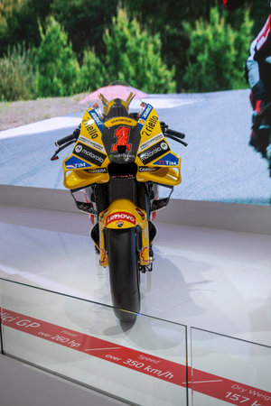 Milan, Italy : 2023 01 28 Eicma Milano Bike Expo Beta Enduro Ducati MotoGp Francesco Pecco Bagnaia....