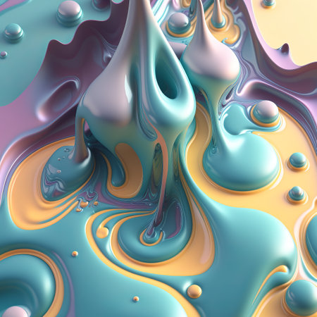 3d render of abstract background with colorful liquid splashes and wavesの素材