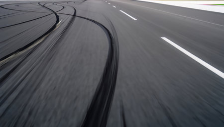 Asphalt road with motion blur effect. Abstract background for design.の素材