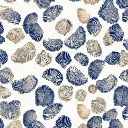 simple seashell pattern using blue white leaves, generated by AI. High quality photoの素材