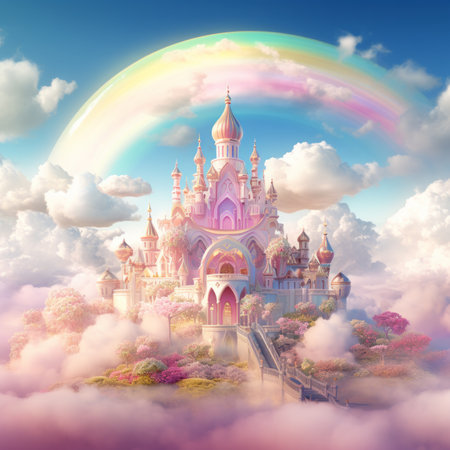 fluffy Cloud Castle Sparkling, generated by AI. High quality photoの素材