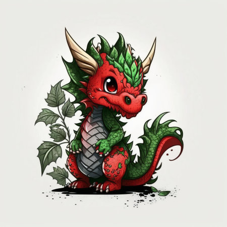 Dragon with a tattoo on his body. Vector illustration of a dragon.の素材