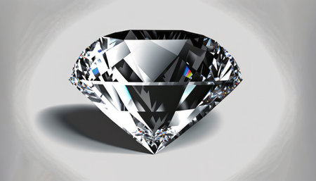 3D rendering of a diamond on a white background with a shadowの素材