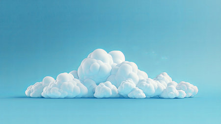 A multitude of cumulus clouds float in the electric blue sky, creating a stunning natural landscape resembling a watercolor paintingの素材