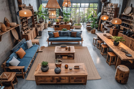 A glass aquarium filled with water brings life to the living room, adding a touch of art and leisure to the entertainment space in the houseの素材