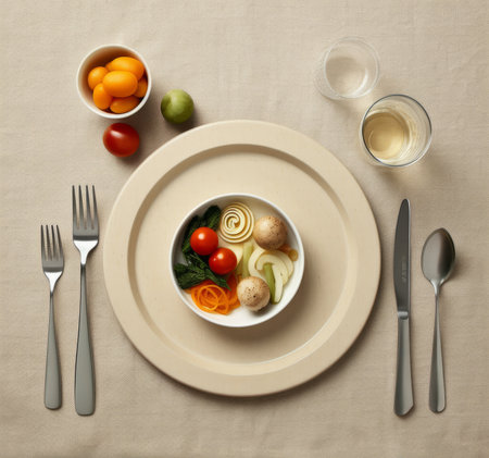 A delicious dish featuring a piece of salmon and a medley of colorful vegetables beautifully arranged on a plate, ready to be enjoyed with a forkの素材