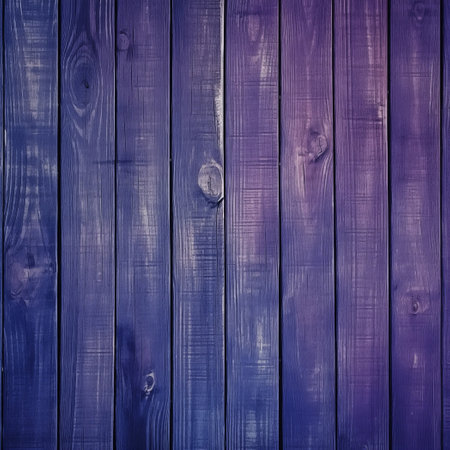 A closeup of a violet hardwood fence with an electric blue tint from wood stain. The planks are a rich shade of purple, creating a striking contrastの素材