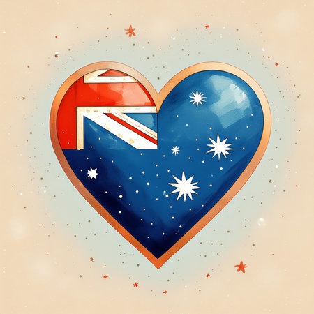 heart painted with Australia flag, generated by AI. High quality photoの素材