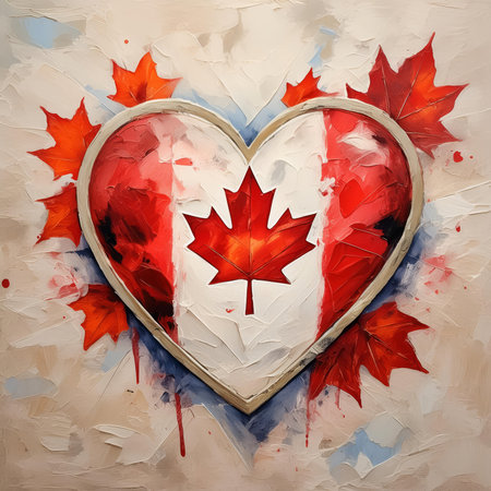 heart painted with Canada flag, generated by AI. High quality photoの素材